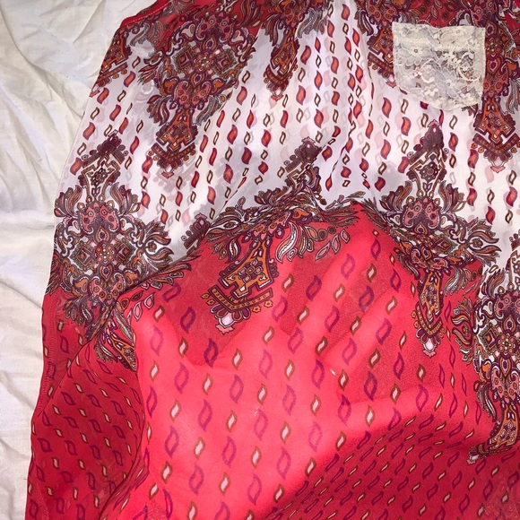Red, white and brown sheer tank - Picture 3 of 4